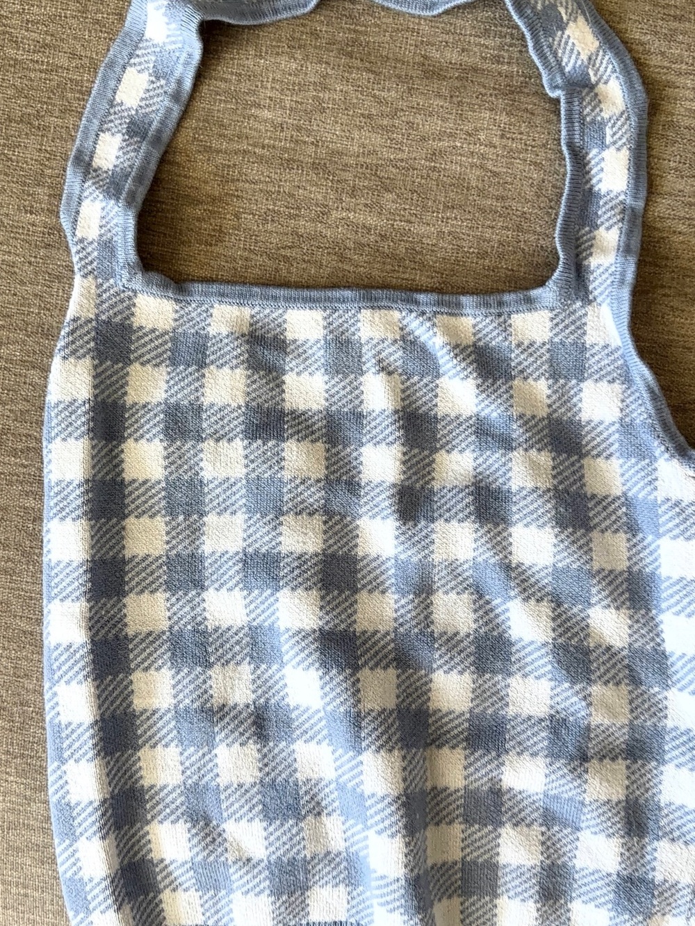 Abercrombie & Fitch Light Blue and White Check Knit Tank - Picture 4 of 4